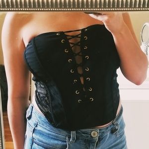 Black Front Lace Shirt  - Size S